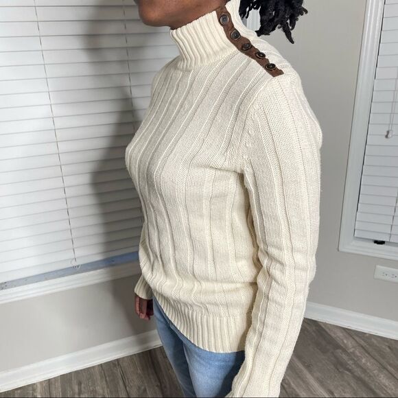 Revolve Ralph Lauren Jeans Ribbed Cream Turtleneck Sweater - Picture 8 of 15